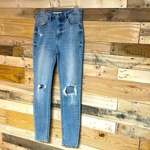 Eunina size 9 Bella super high rise skinny ankle distress medium wash jeans